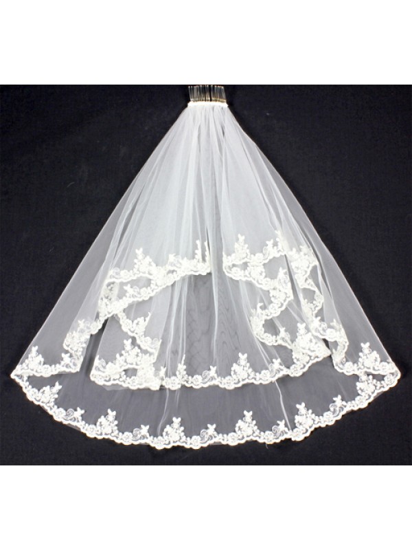 Veil - Lace Trim - Multi layers  - 30" - VL-V1092IV